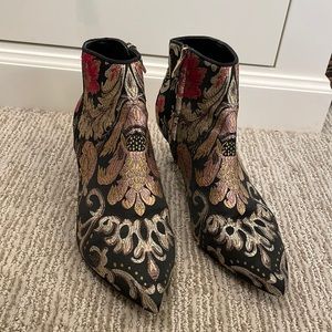 Embroidered Kitten Heel Bootie
